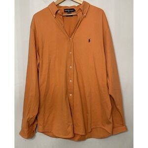 Ralph Lauren‎ Shirt Mens XL Big Long Featherweight Mesh Button Knit Vintage